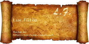 Lux Fülöp névjegykártya